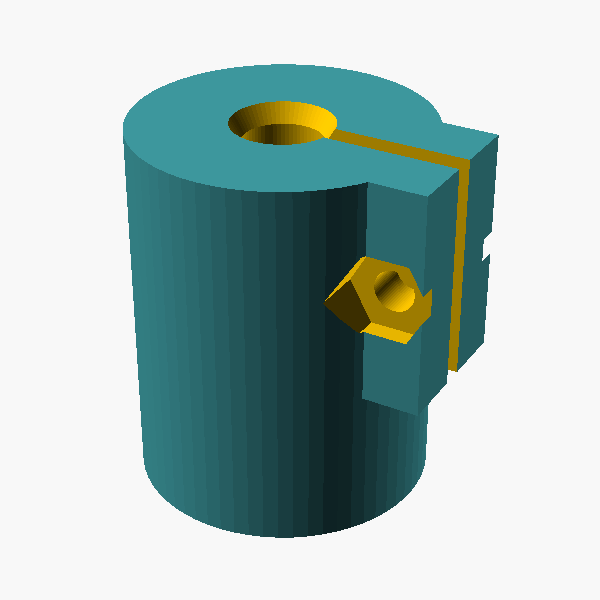 OpenSCAD render of Collet coupler (secondary concept)