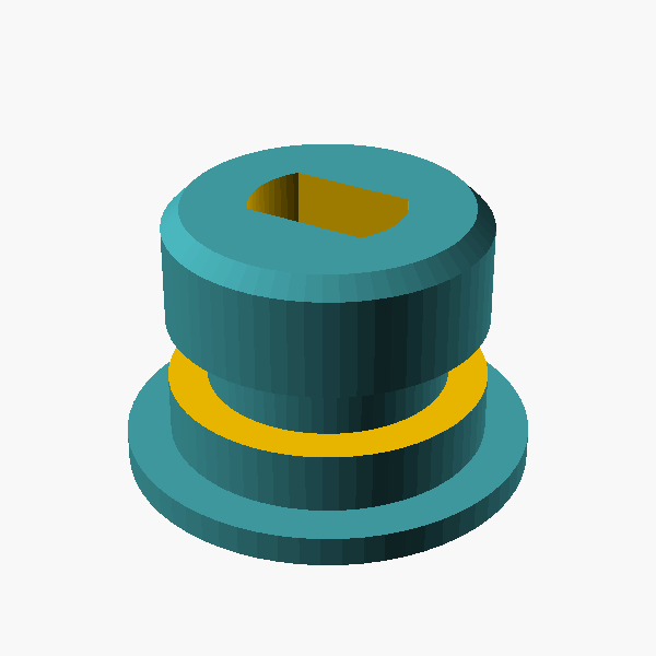 OpenSCAD render of Drive hub / O-ring clutch